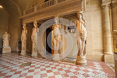 Inside view at Louvre museum in Paris Editorial Stock Photo