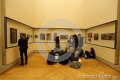 Inside view of Louvre museum in Paris Editorial Stock Photo