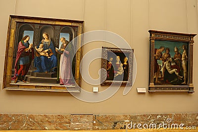 Inside view of Louvre museum in Paris Editorial Stock Photo