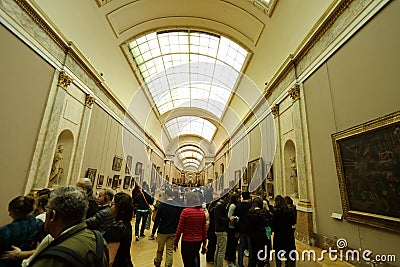 Inside view of Louvre museum in Paris Editorial Stock Photo