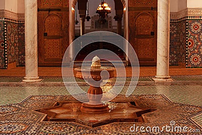 Inside view of the Mausoleum of Moulay Ismail in Meknes, Morocco Editorial Stock Photo