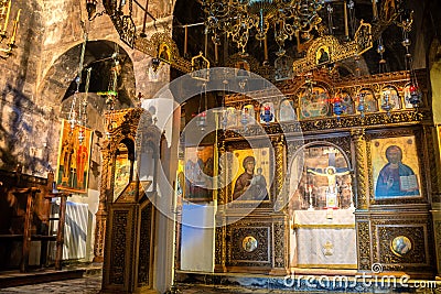 Inside View of Mega Spilaio the Monastery of the Dormition of the Theotokos Editorial Stock Photo