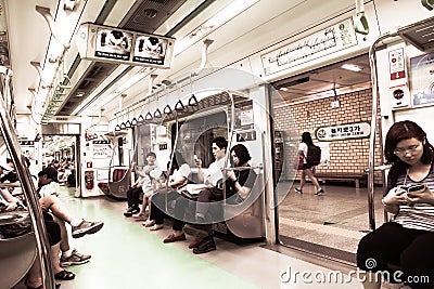 Metropolitan Subway in Seoul, South Korea Editorial Stock Photo