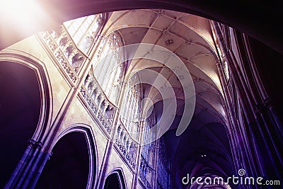 Inside view of Prague cathedral Editorial Stock Photo