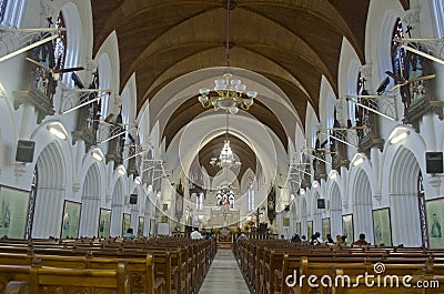 Inside view of Santhome Basilica cathedral church,Chennai,Tamil Nadu,India Editorial Stock Photo