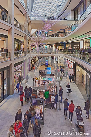 Inside view of the St James Quarter Shopping Center in Edinburgh Editorial Stock Photo