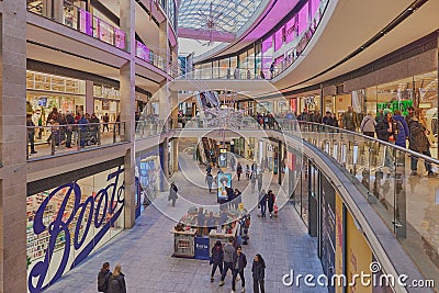Inside view of the St James Quarter Shopping Center in Edinburgh Editorial Stock Photo