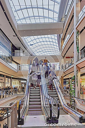 Inside view of the St James Quarter Shopping Center in Edinburgh Editorial Stock Photo