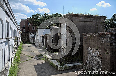Inside view of the St. Louis Cemetery with many old tombs graves Editorial Stock Photo