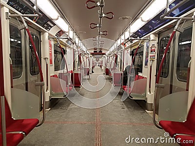 Inside view Toronto subway wagon Editorial Stock Photo