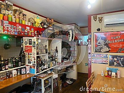 Interior of K's Diner on Miyakojima Island in Okinawa, Japan Editorial Stock Photo