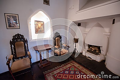 Inside view of Bran Castle from Romania, also known as Dracula Castle Editorial Stock Photo