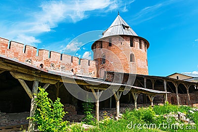 Inside walls of the Kremlin in Veliky Novgorod Stock Photo