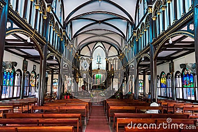 Inside Wooden Church of Kon Tum Editorial Stock Photo