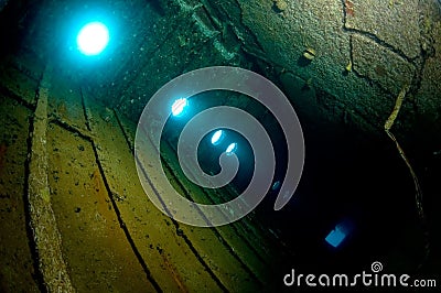 Inside wreck Hilma Bonaire Stock Photo