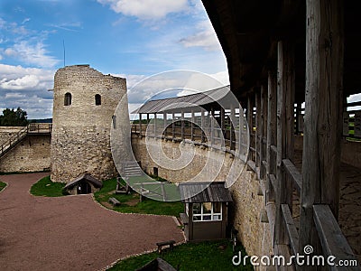 Inside yard of Isborsk Fortress Stock Photo