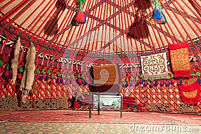 Inside of the yurt Stock Photo