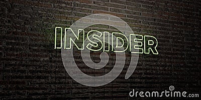 INSIDER -Realistic Neon Sign on Brick Wall background - 3D rendered royalty free stock image Stock Photo