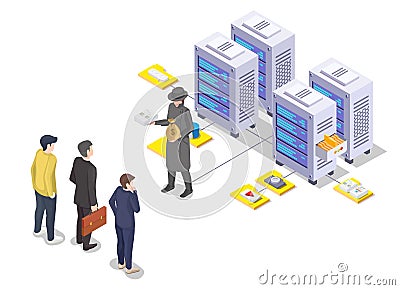 Insider threat 3d vector anonymous hacker attack Vector Illustration