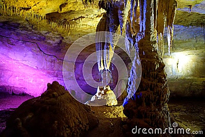 Insides of Kumistavi cave, known as Prometheus cave, one of Georgia`s natural wonders Stock Photo