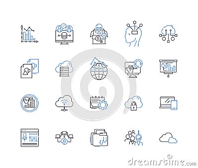 Insights and systems line icons collection. Analytics, Data, Dashboards, Intelligence, Metrics, Information Vector Illustration