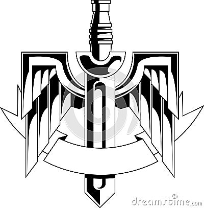 Insignia with sword Vector Illustration