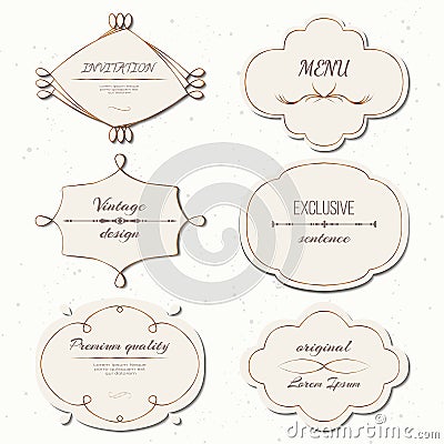 Vector set vintage labels and frames retro style. Vector Illustration