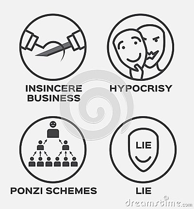 Insincere business , hypocrisy , lie and winner icon . business concept Vector Illustration