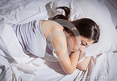 Insomnia depressed woman Stock Photo