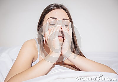 Insomnia depressed woman Stock Photo