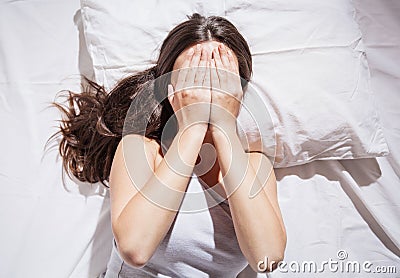 Insomnia depressed woman Stock Photo