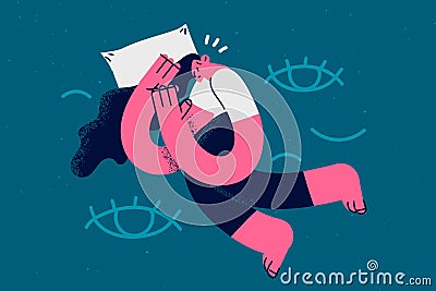 Insomnia and having problems with sleep concept Vector Illustration