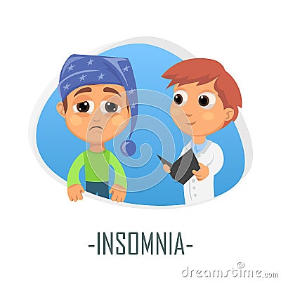 Insomnia medical concept. Vector illustration. Cartoon Illustration