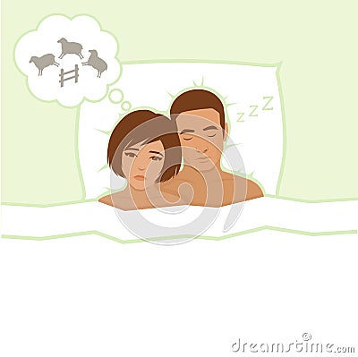 insomnia, sleeping anxiety Vector Illustration