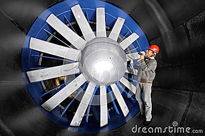 Inspecting a windtunnel Stock Photo