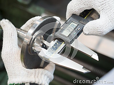 Inspection automotive steel crank shaft Stock Photo