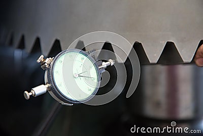 Inspection backlash gear with dial gauge Stock Photo