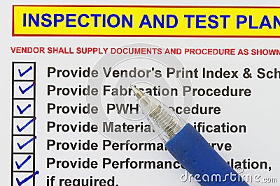 Inspection test plan Stock Photo