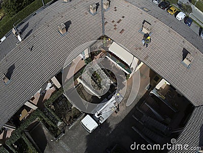 Inspection work on roofs for deratization Stock Photo