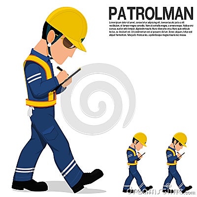 An inspector is patrolling on transparent background Vector Illustration