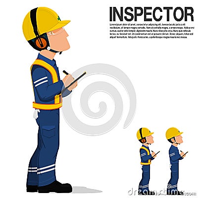 An inspector is writing on the writing pad Vector Illustration