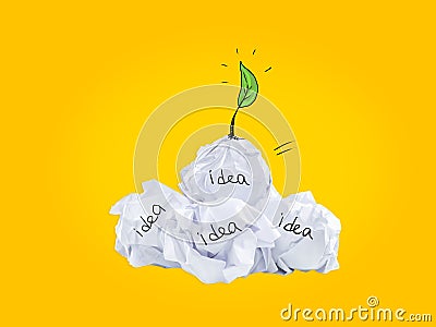 Inspiration concept crumpled paper light bulb metaphor for good idea Stock Photo