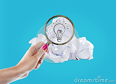 Inspiration concept crumpled paper light bulb metaphor for good idea Stock Photo