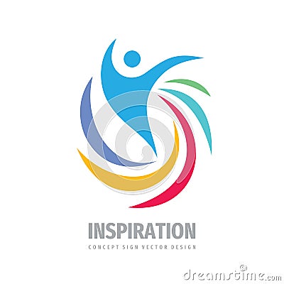 Inspiration creative logo design. Positive human concept sign. Sport fitness health care symbol. Happiness decorative icon. Vector Vector Illustration