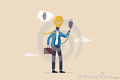 Inspiration or creativity to think of solution or solving business problem, imagination or innovation to success, brilliant idea, Vector Illustration