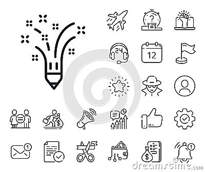 Inspiration line icon. Creativity pencil sign. Salaryman, gender equality and alert bell. Vector Vector Illustration