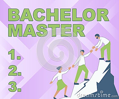 Inspiration showing sign Bachelor Master. Word Written on An advanced degree completed after bachelor s is degree Stock Photo