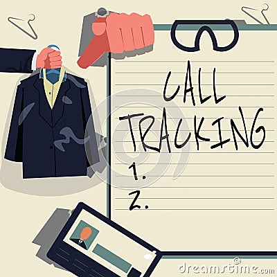 Inspiration showing sign Call Tracking. Word Written on Organic search engine Digital advertising Conversion indicator Stock Photo