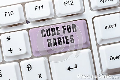 Inspiration showing sign Cure For Rabies. Business idea Vaccination medicines to fight against illness lethal virus Stock Photo