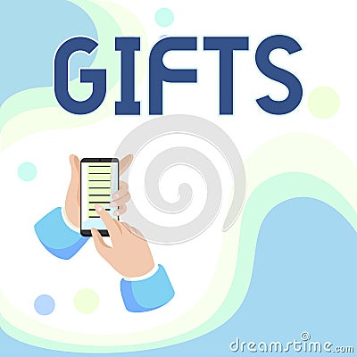 Inspiration showing sign Gifts. Business overview a thing given willingly to someone without payment or a present Stock Photo
